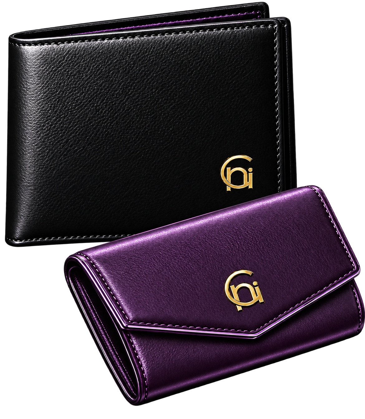 Corintti men’s and women’s wallets in focused light