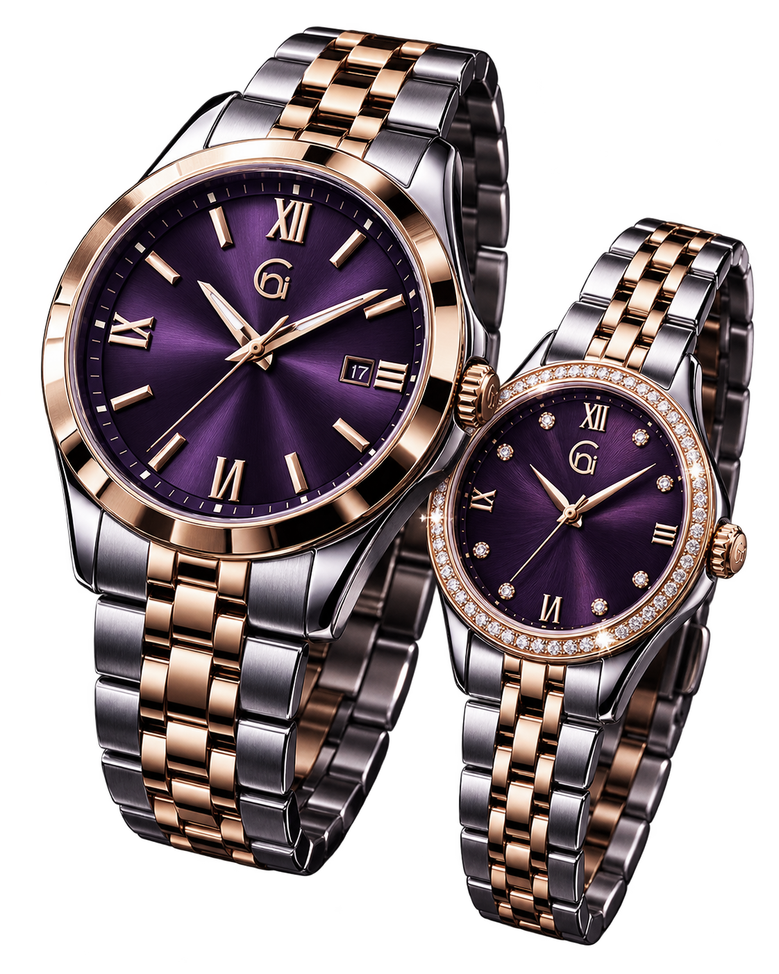 Corintti men’s and women’s watches in focused light
